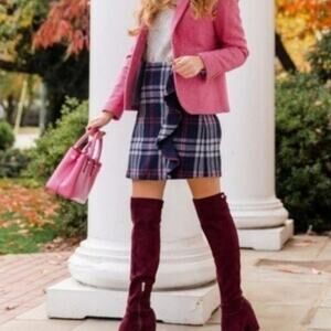 J CREW Women's Ruffled Mini Skirt Wool Plaid sz 00